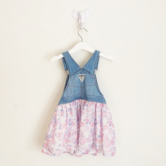 OshKosh Floral Denim Jumper Dress Size 3T - Picture 4 of 6